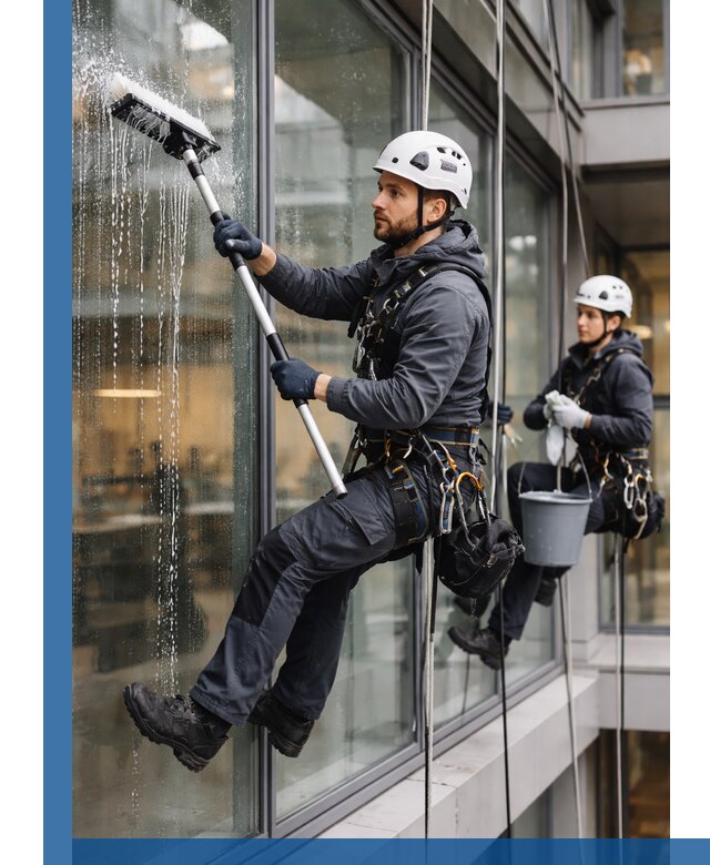 Профессиональная мойка витражей промышленными альпинистами в Туймазы