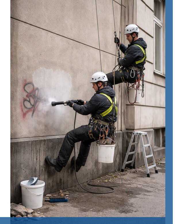 Удаление граффити с фасада в Туймазы от 4586 р. | ВЫСОТНИК-Тмз