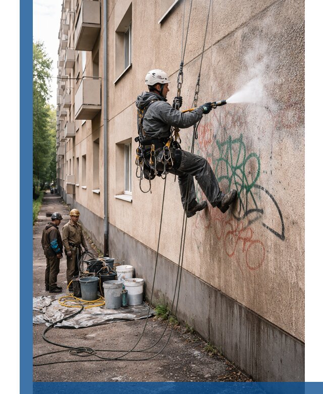 Удаление граффити с фасада в Туймазы без следов и повреждений