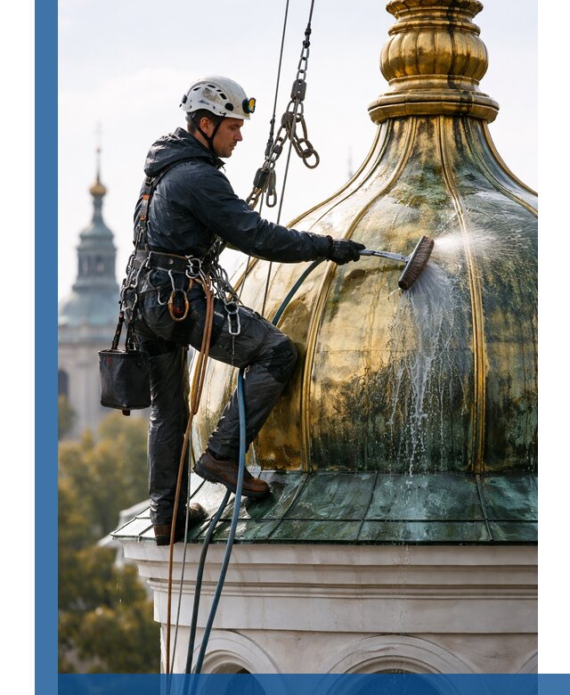 Профессиональная мойка куполов и шпилей высотными альпинистами в Туймазы