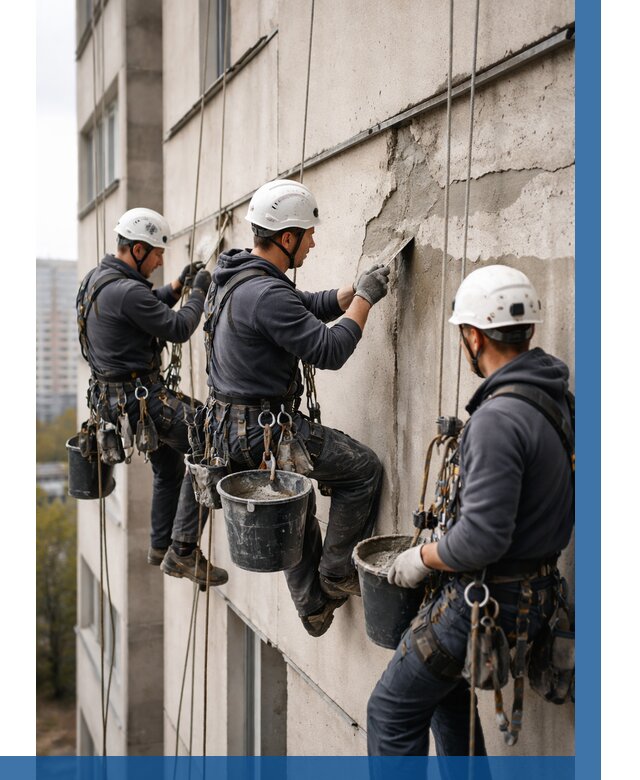 Ремонт бетонных элементов фасада в Туймазы от 2548 р. | ВЫСОТНИК-Тмз