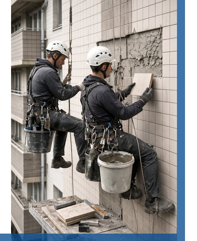 Ремонт облицовки фасада плиткой в Туймазы от 1834 р. | ВЫСОТНИК-Тмз