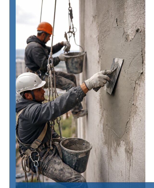 Штукатурка фасада на высоте в Туймазы профессиональные работы