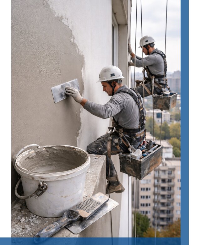 Шпаклевка фасада на высоте в Туймазы от 713 р. | ВЫСОТНИК-Тмз