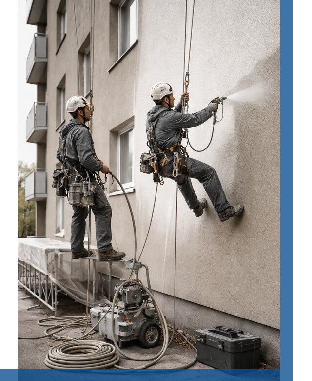 Безвоздушная покраска фасада в Туймазы от 224 р/м² | ВЫСОТНИК-Тмз