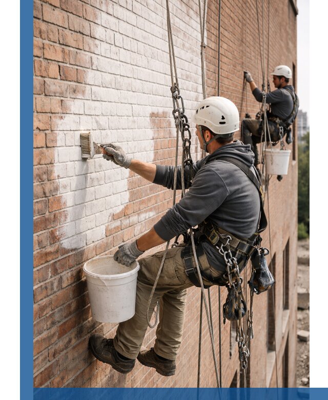 Покраска кирпичного фасада с доступным альпинистским сервисом в Туймазы