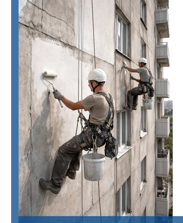 Покраска бетонного фасада в Туймазы для жилых и промышленных объектов