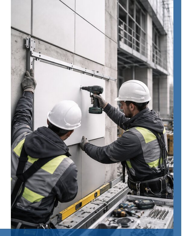 Монтаж композитных панелей фасада в Туймазы от 2548 р. | ВЫСОТНИК-Тмз