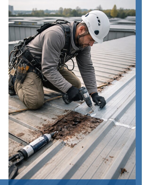 Ремонт профнастила на кровле в Туймазы от 713 р. | ВЫСОТНИК-Тмз