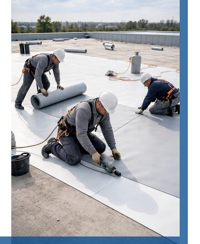 Монтаж мембранной кровли под ключ в Туймазы от 1223 р. | ВЫСОТНИК-Тмз