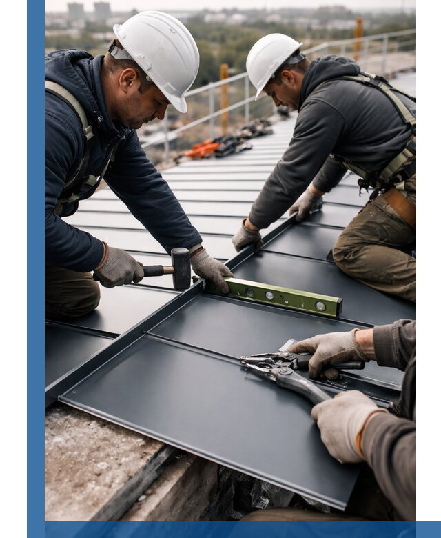 Монтаж фальцевой кровли в Туймазы для промышленных зданий