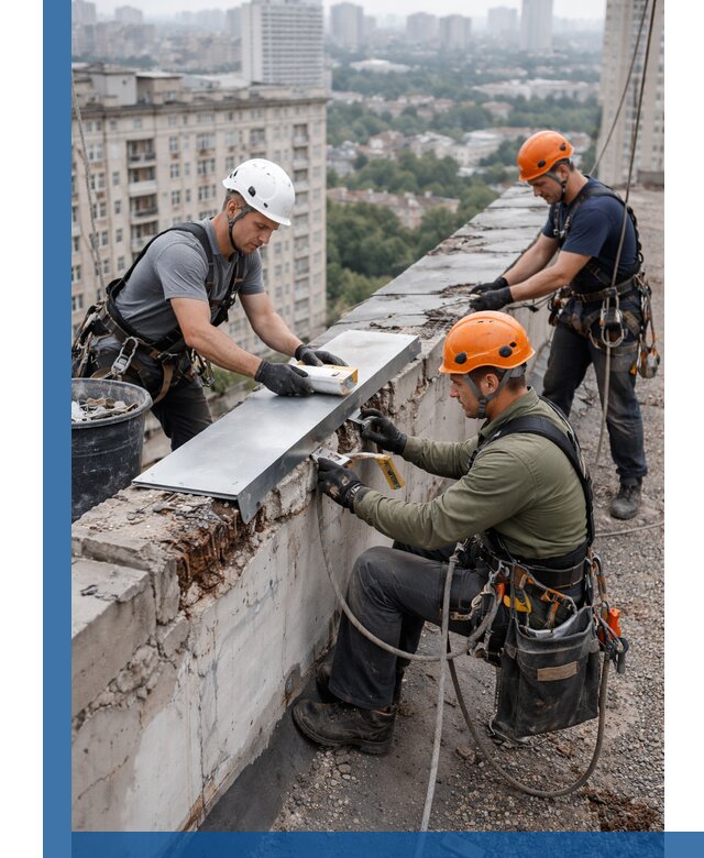 Ремонт парапета на кровле в Туймазы, высотные работы с гарантией