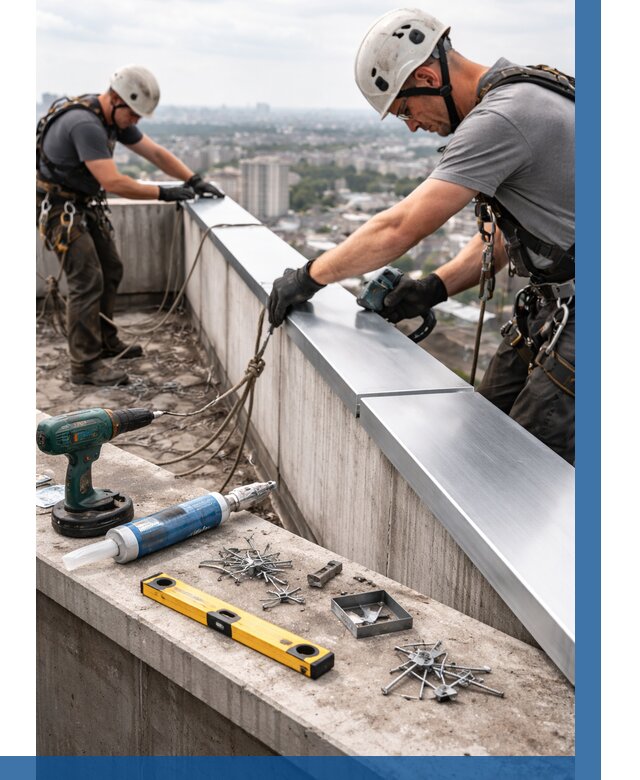 Монтаж парапетных крышек в Туймазы от 815 р. | ВЫСОТНИК-Тмз