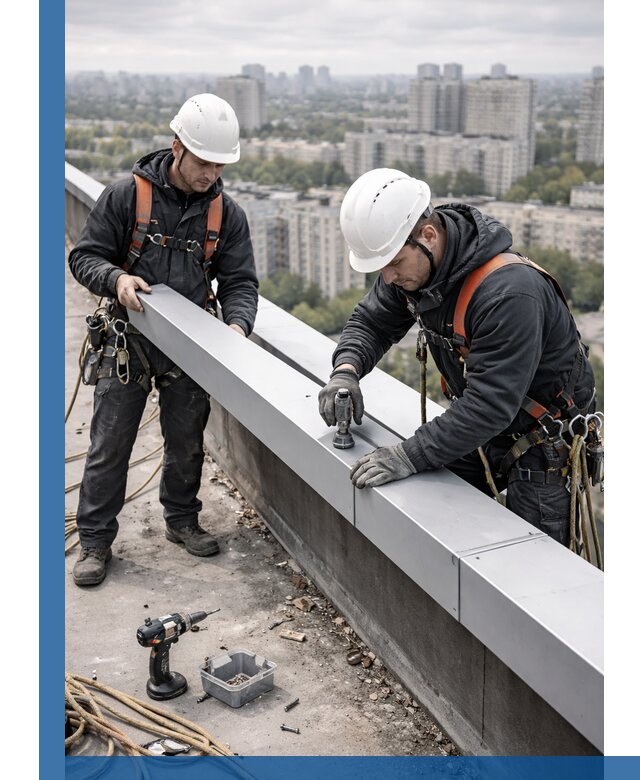 Монтаж парапетных крышек и ограждений кровли в Туймазы