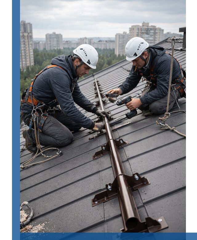 Монтаж снегозадержателей на кровле зданий в Туймазы под ключ