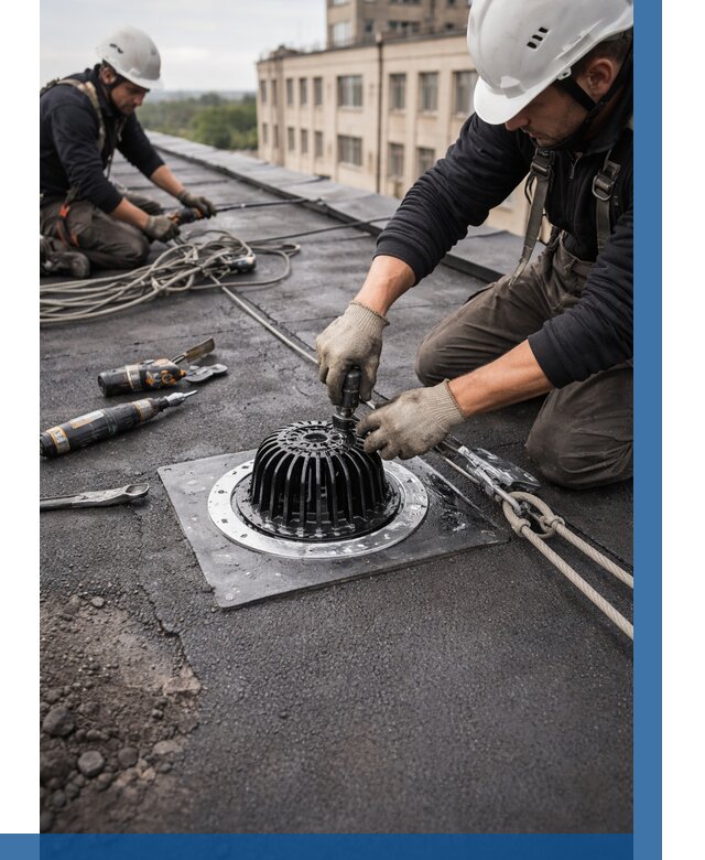 Установка водосточных воронок в Туймазы цена от 3567 р. | ВЫСОТНИК-Тмз