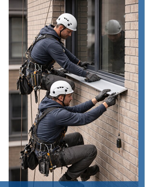 Монтаж оконных отливов под ключ в Туймазы от 3567 р. | ВЫСОТНИК-Тмз