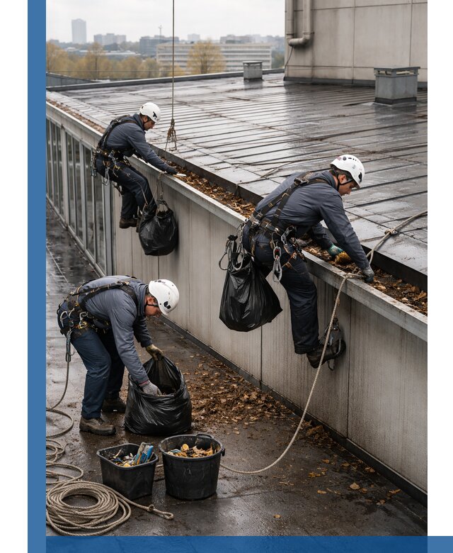 Очистка кровли по периметру в Туймазы силами промышленных альпинистов