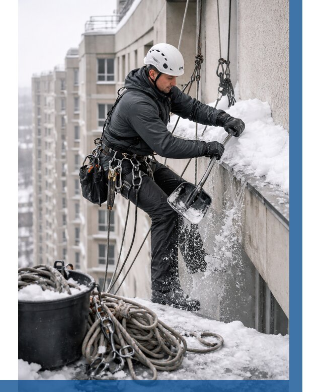 Очистка карнизов от снега в Туймазы от 306 р. | ВЫСОТНИК-Тмз