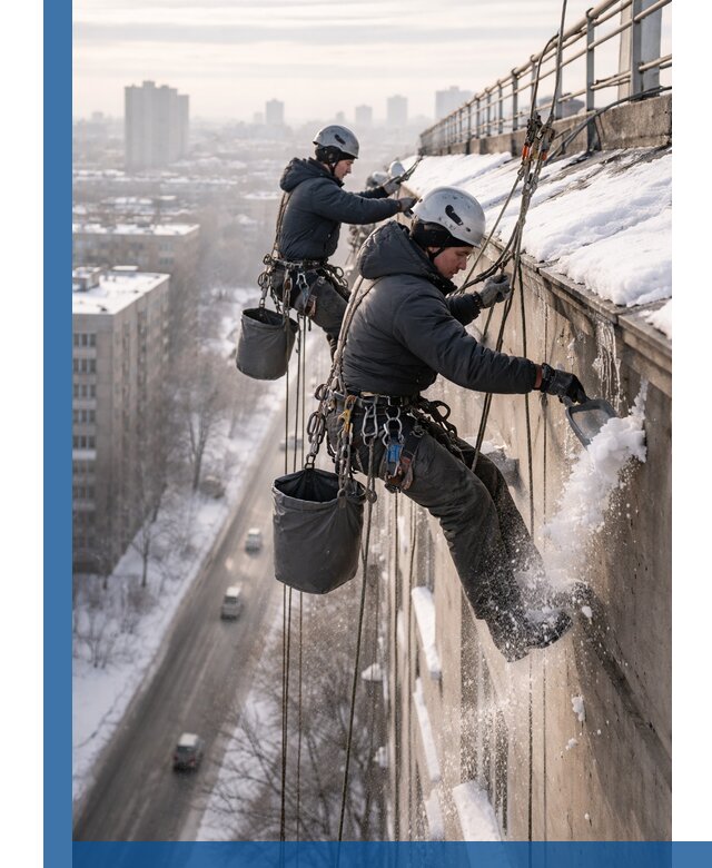 Очистка карнизов от снега в Туймазы профессионально и безопасно