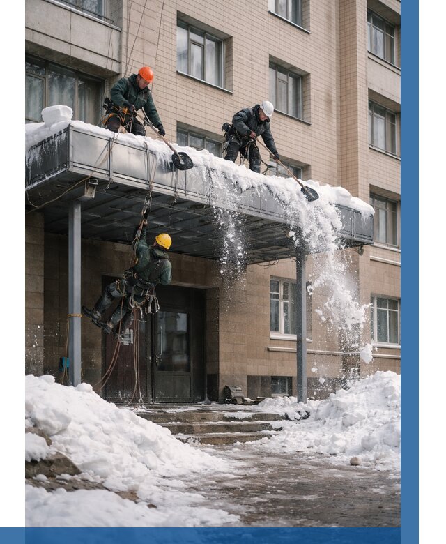 Очистка козырьков от снега в Туймазы от 3567 р. | ВЫСОТНИК-Тмз