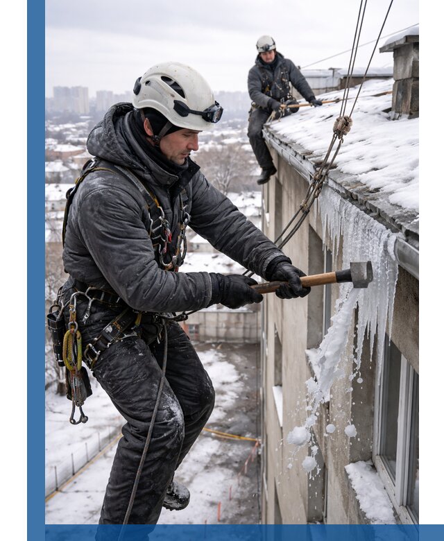 Сбивание и удаление сосулек с крыши в Туймазы безопасно