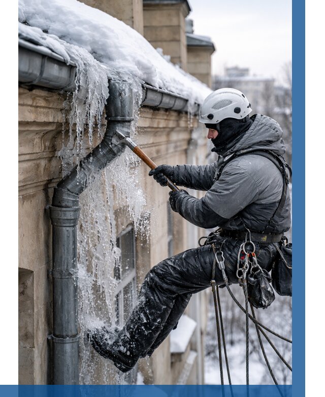 Очистка водостоков от льда в Туймазы от 3567 р. | ВЫСОТНИК-Тмз