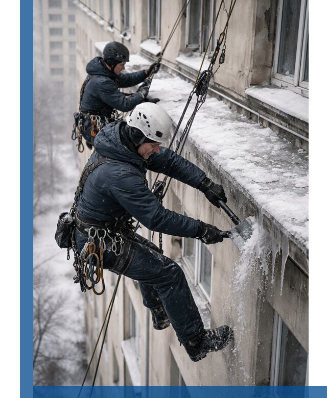 Удаление наледи и сосулек с карнизов в Туймазы профессионально