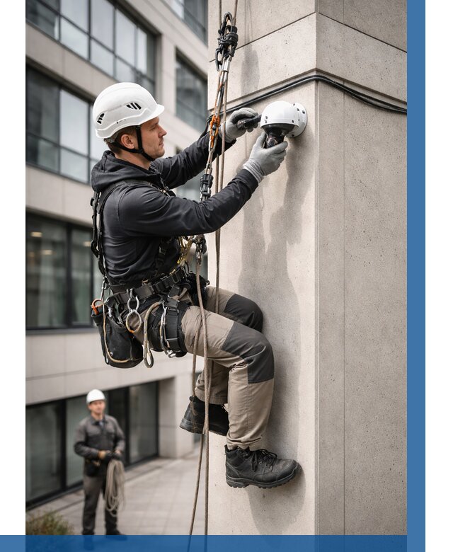 Монтаж камер видеонаблюдения на фасаде в Туймазы от 8662 р.-ВЫСОТНИК-Тмз