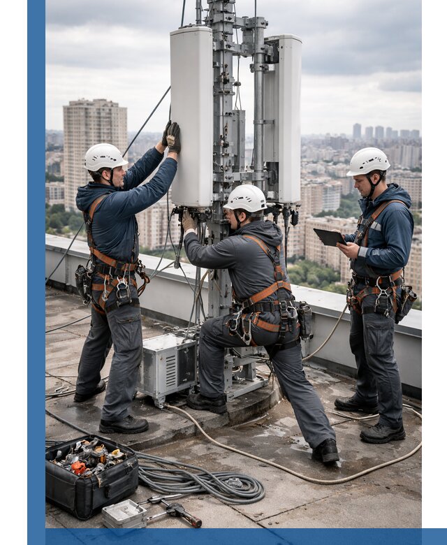 Монтаж антенн связи на крыше в Туймазы с вводом в эксплуатацию