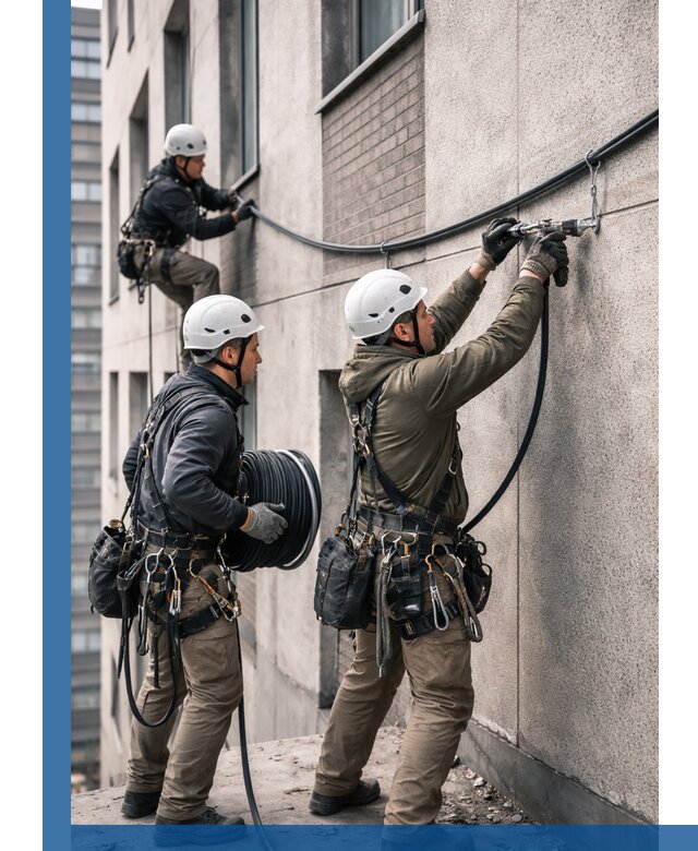 Прокладка кабеля по фасаду в Туймазы, профессиональный монтаж