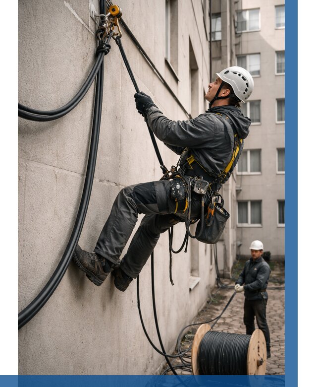 Протяжка кабеля питания на высоте в Туймазы от 459 р. | ВЫСОТНИК-Тмз