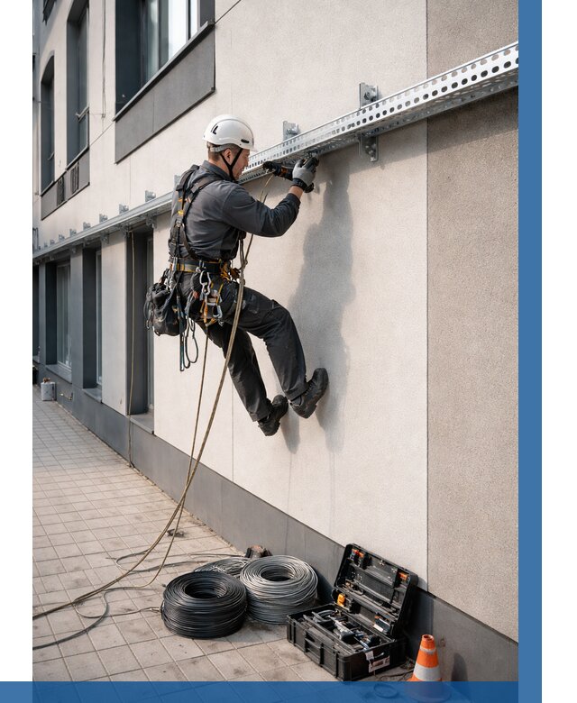 Монтаж кабельных лотков на фасаде в Туймазы от 1223 р. | ВЫСОТНИК-Тмз