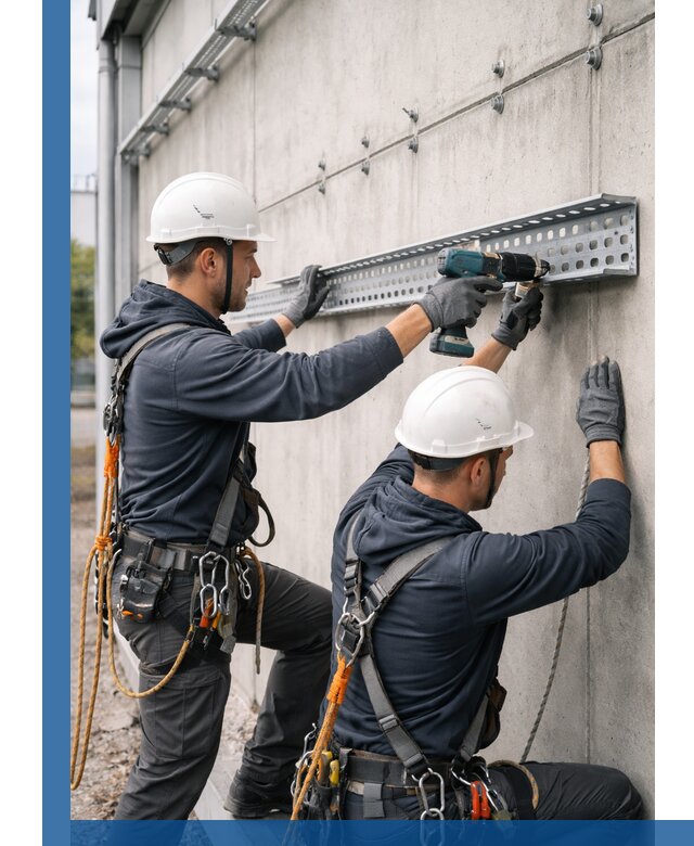 Монтаж кабельных лотков на фасаде зданий в Туймазы с гарантией