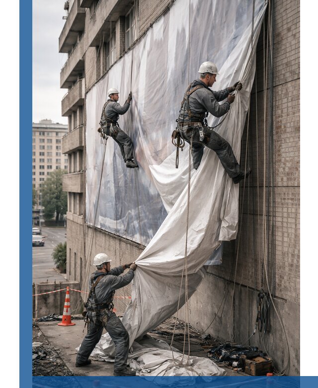 Демонтаж баннеров с фасада в Туймазы оперативно и безопасно