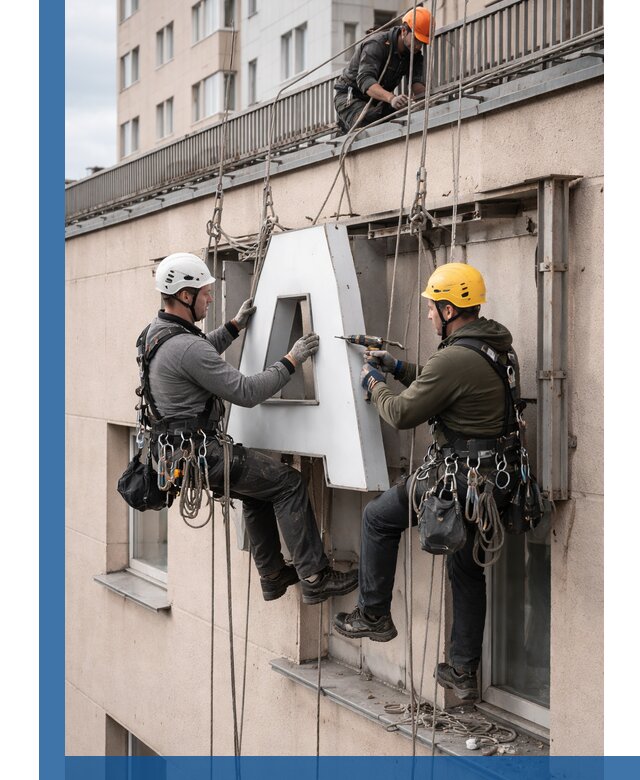 Ремонт и восстановление наружных вывесок на высоте в Туймазы