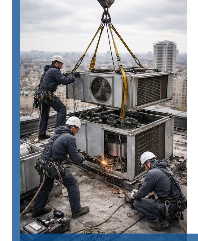 Демонтаж крышной установки в Туймазы любой сложности