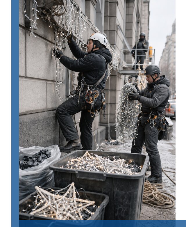 Демонтаж новогоднего оформления и гирлянд в Туймазы