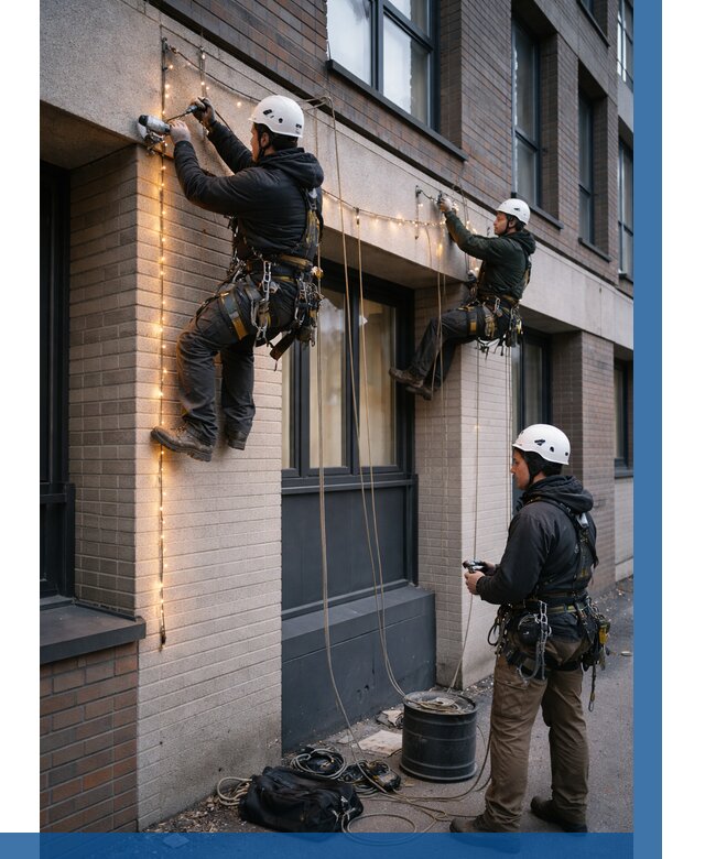 Монтаж гирлянд на фасаде в Туймазы от 3567 р. | ВЫСОТНИК-Тмз