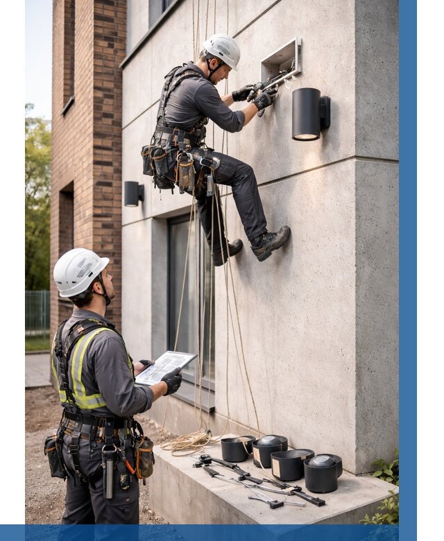 Монтаж фасадного освещения в Туймазы от 2548 р. | ВЫСОТНИК-Тмз