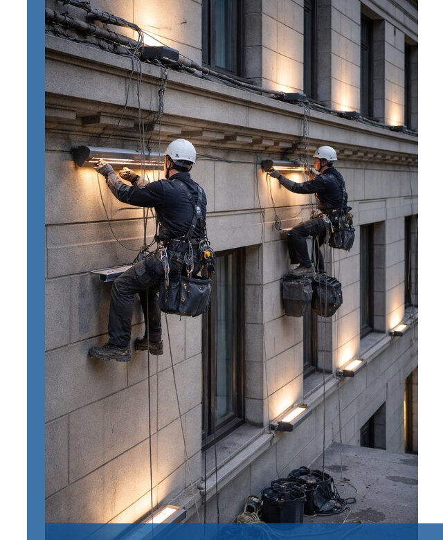 Монтаж архитектурной подсветки фасадов зданий в Туймазы