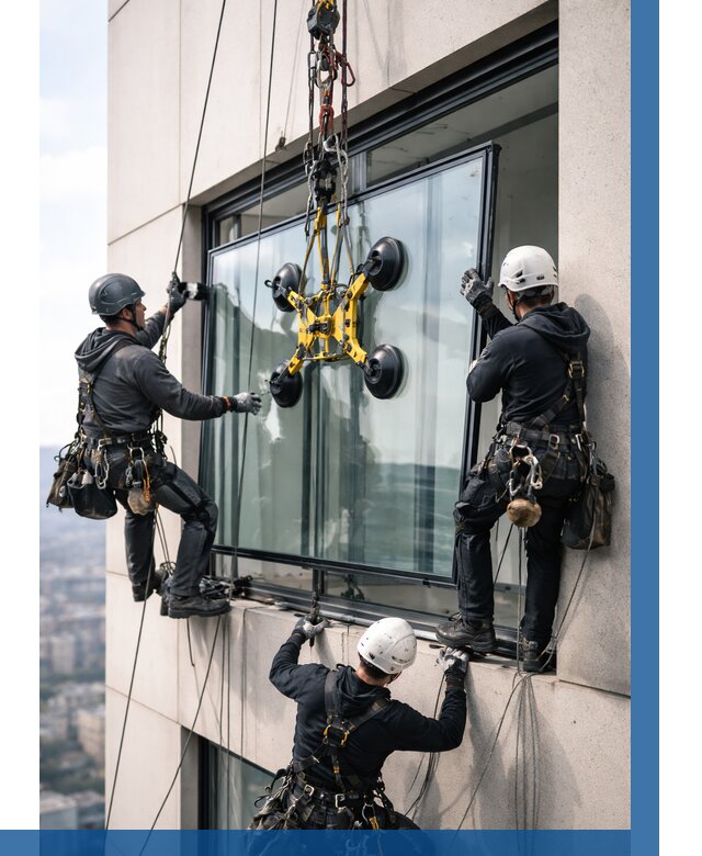 Монтаж стеклопакетов на высоте в Туймазы от 3261 р. | ВЫСОТНИК-Тмз