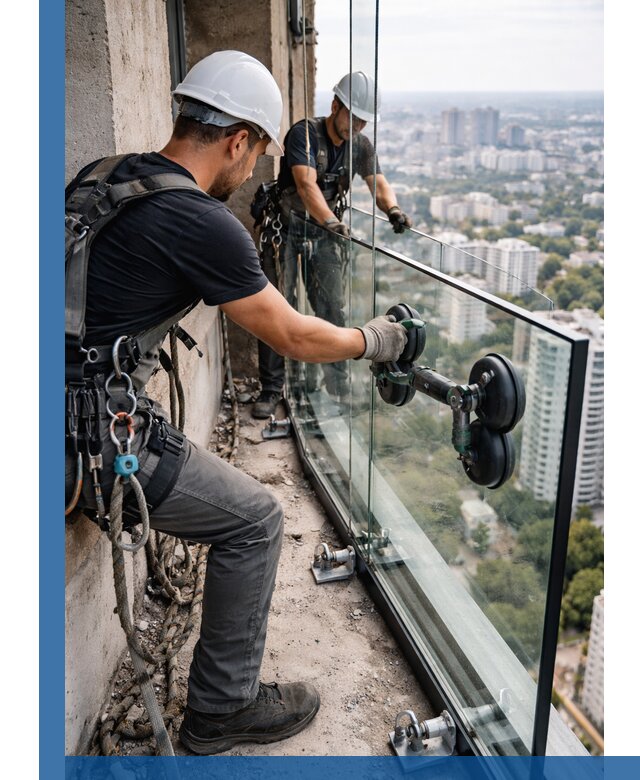 Монтаж стеклянных ограждений под ключ с гарантией в Туймазы