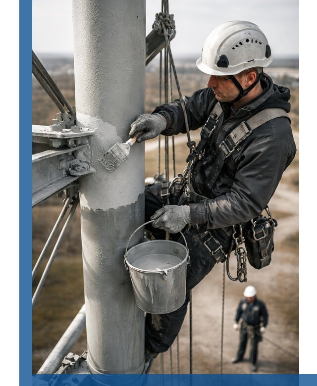 Покраска мачт связи в Туймазы промышленными альпинистами