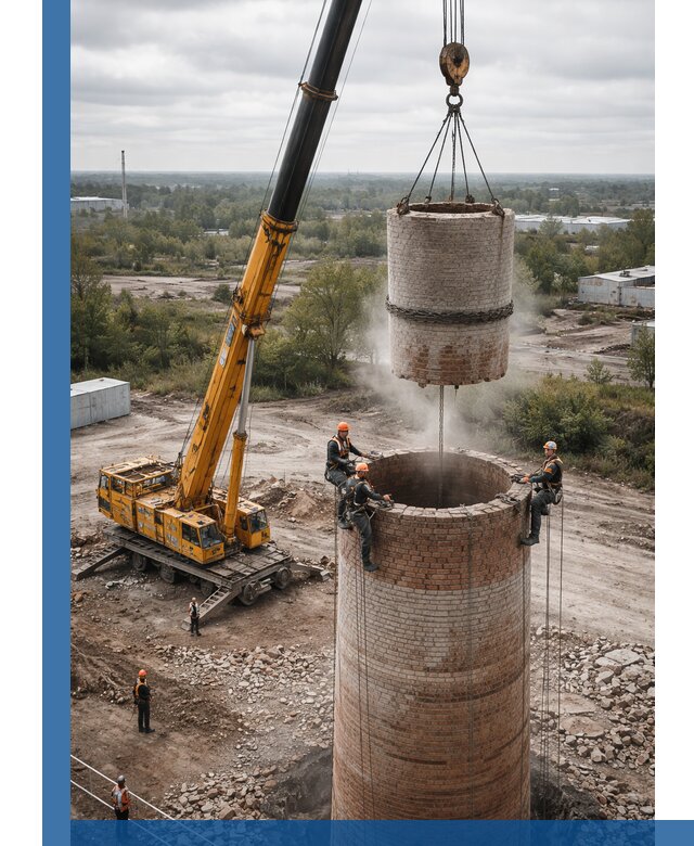 Демонтаж дымовой трубы в Туймазы с гарантиями безопасности