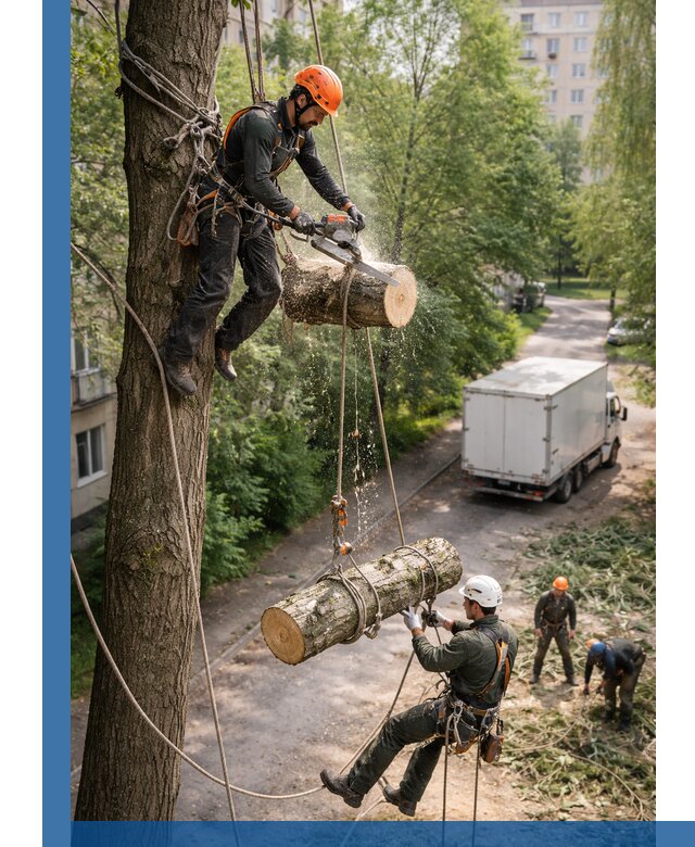 Спил деревьев альпинистами в Туймазы, безопасно и без повреждений