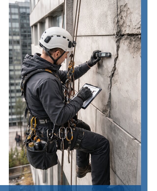 Обследование фасада альпинистами в Туймазы от 122 р. | ВЫСОТНИК-Тмз