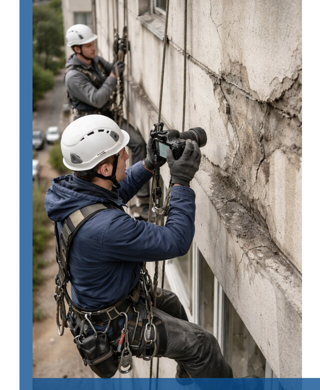 Фотофиксация дефектов фасада с высотной съемкой в Туймазы