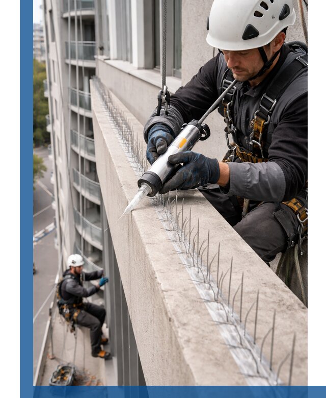 Установка шипов от птиц на фасадах и кровлях в Туймазы